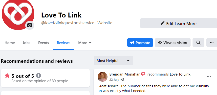 loveto.link facebook page reviews homepage